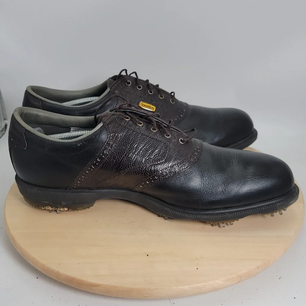 FOOTJOY Dryjoys Brown Optiflex Leather 53554 Golf Men Shoes Size 14M ECL System